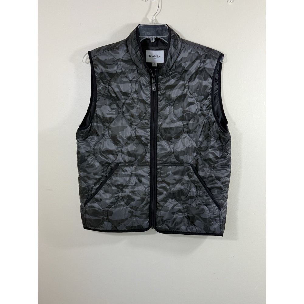 Goodfellow & Co Quilted Puffer Vest Mens Size L Gray Black Camo Utility